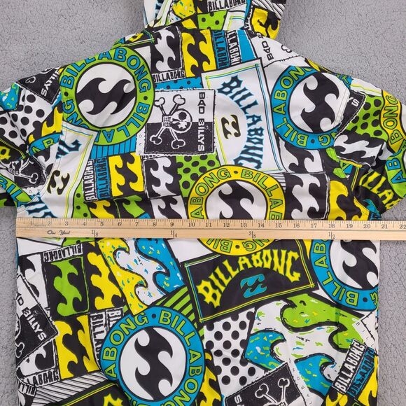 Billabong Jacket Mens Small Windbreaker Mesh Liner Cool Graphics‎ Hooded - Picture 9 of 12